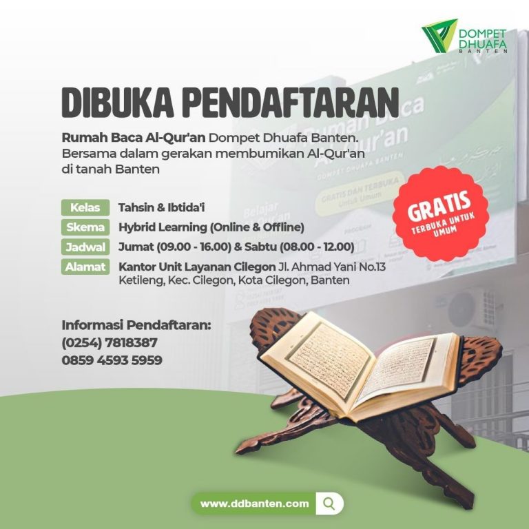 Dompet Dhuafa Banten Buka Layanan Belajar Membaca Al-qur’an Gratis